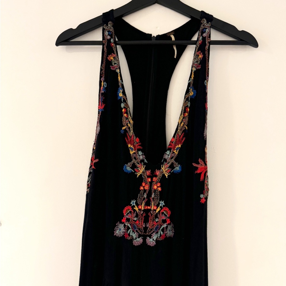 Free people amalfi embroidered jumpsuit black